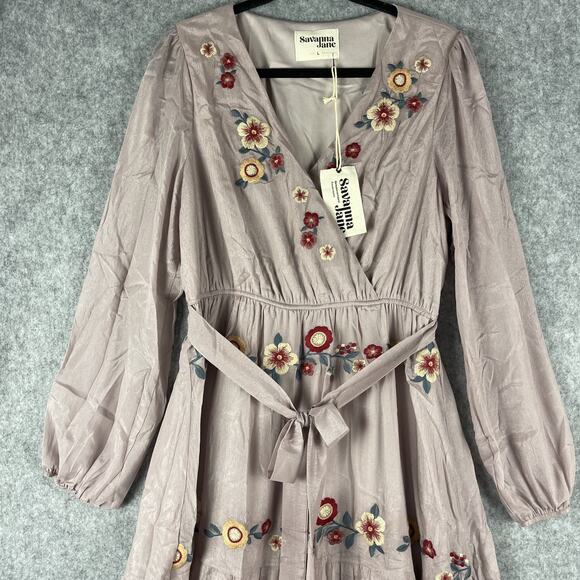 Savanna Jane Tiered Maxi Dress Womens Medium Floral Embroidery Peasant Boho NEW - Picture 2 of 16